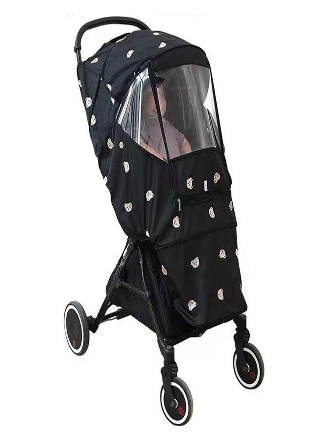 Naroote Rain Cover for Stroller, Cute Stroller Rain Cover Universal Windproof Practical Durable Oxford Cloth Snooze Shade Stroller Cover for Outdoor (Black) - Image 1